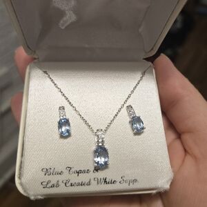 Kohl's Silver Necklace and Earring Set with Blue Gemstones
